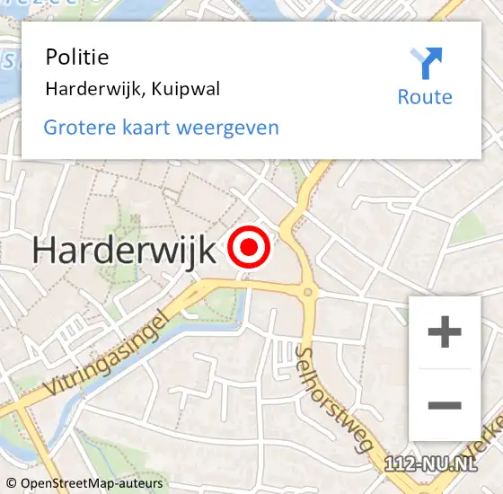 Locatie op kaart van de 112 melding: Politie Harderwijk, Kuipwal op 3 mei 2024 12:59