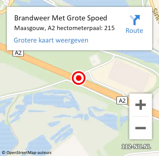 Locatie op kaart van de 112 melding: Brandweer Met Grote Spoed Naar Maasgouw, A2 hectometerpaal: 215 op 3 mei 2024 13:05