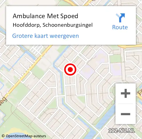 Locatie op kaart van de 112 melding: Ambulance Met Spoed Naar Hoofddorp, Schoonenburgsingel op 3 mei 2024 13:05