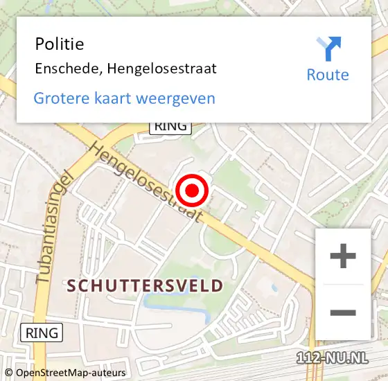 Locatie op kaart van de 112 melding: Politie Enschede, Hengelosestraat op 3 mei 2024 13:26