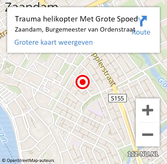 Locatie op kaart van de 112 melding: Trauma helikopter Met Grote Spoed Naar Zaandam, Burgemeester van Ordenstraat op 3 mei 2024 13:30