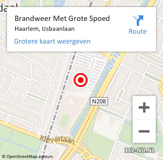Locatie op kaart van de 112 melding: Brandweer Met Grote Spoed Naar Haarlem, IJsbaanlaan op 3 mei 2024 13:34