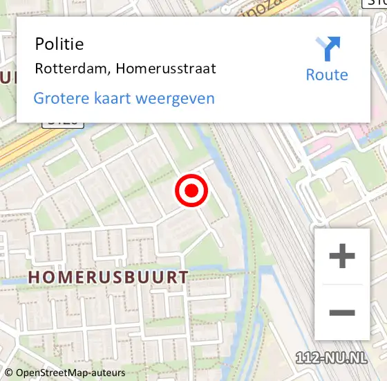 Locatie op kaart van de 112 melding: Politie Rotterdam, Homerusstraat op 3 mei 2024 13:48