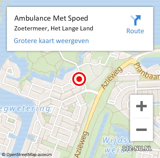 Locatie op kaart van de 112 melding: Ambulance Met Spoed Naar Zoetermeer, Het Lange Land op 3 mei 2024 13:50