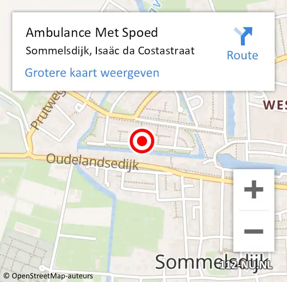 Locatie op kaart van de 112 melding: Ambulance Met Spoed Naar Sommelsdijk, Isaäc da Costastraat op 3 mei 2024 13:53
