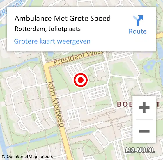 Locatie op kaart van de 112 melding: Ambulance Met Grote Spoed Naar Rotterdam, Joliotplaats op 3 mei 2024 13:56