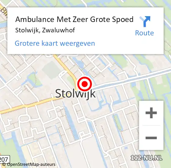 Locatie op kaart van de 112 melding: Ambulance Met Zeer Grote Spoed Naar Stolwijk, Zwaluwhof op 3 mei 2024 13:58