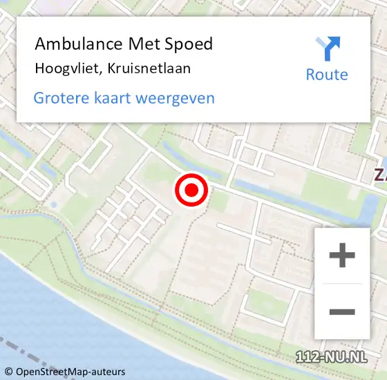 Locatie op kaart van de 112 melding: Ambulance Met Spoed Naar Hoogvliet, Kruisnetlaan op 3 mei 2024 14:02