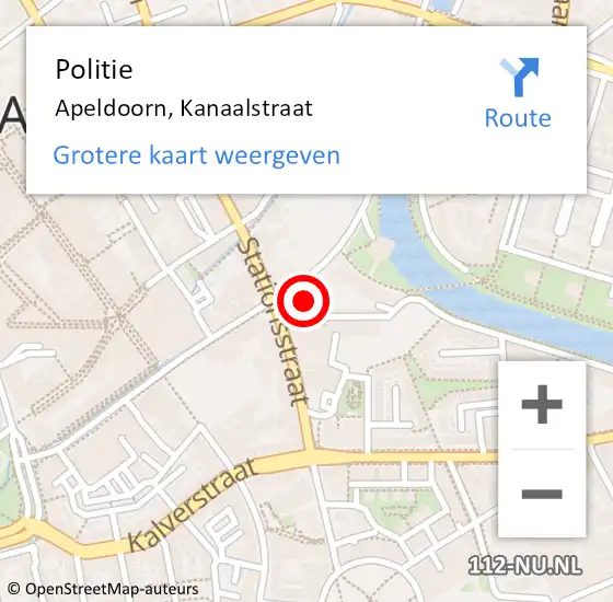 Locatie op kaart van de 112 melding: Politie Apeldoorn, Kanaalstraat op 3 mei 2024 14:05