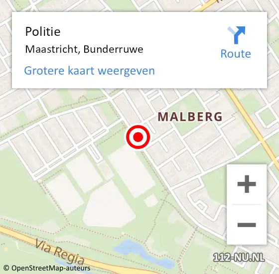 Locatie op kaart van de 112 melding: Politie Maastricht, Bunderruwe op 3 mei 2024 14:32
