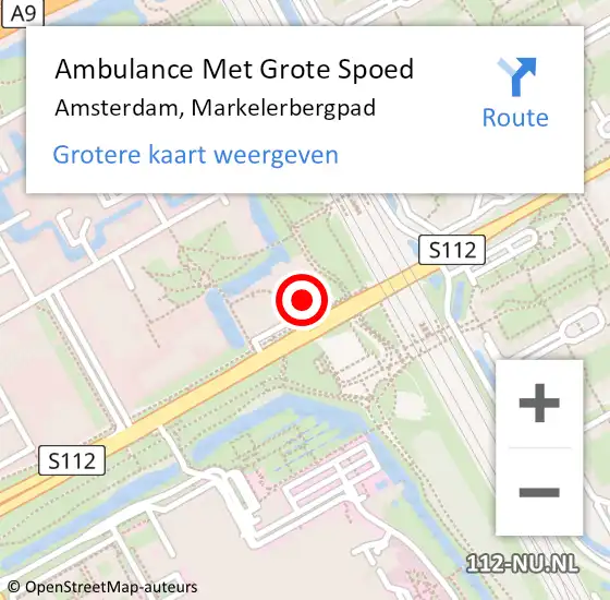 Locatie op kaart van de 112 melding: Ambulance Met Grote Spoed Naar Amsterdam, Markelerbergpad op 3 mei 2024 14:38