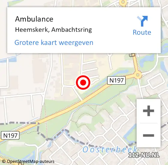 Locatie op kaart van de 112 melding: Ambulance Heemskerk, Ambachtsring op 3 mei 2024 14:38