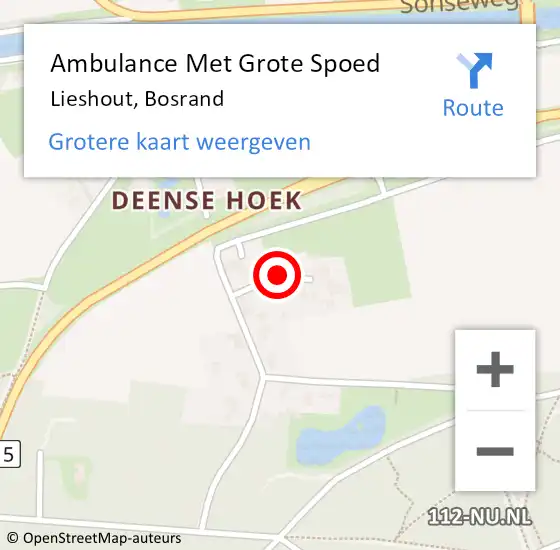 Locatie op kaart van de 112 melding: Ambulance Met Grote Spoed Naar Lieshout, Bosrand op 4 oktober 2014 15:19