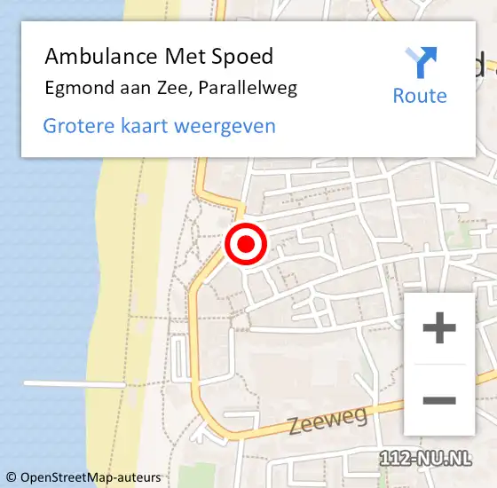 Locatie op kaart van de 112 melding: Ambulance Met Spoed Naar Egmond aan Zee, Parallelweg op 3 mei 2024 14:45