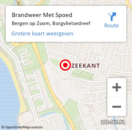 Locatie op kaart van de 112 melding: Brandweer Met Spoed Naar Bergen op Zoom, Borgvlietsedreef op 3 mei 2024 14:48
