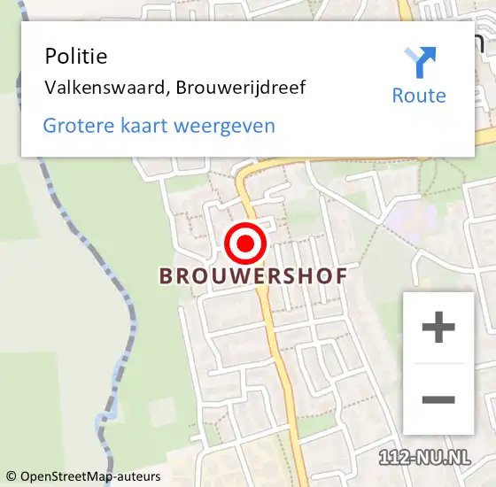 Locatie op kaart van de 112 melding: Politie Valkenswaard, Brouwerijdreef op 3 mei 2024 14:54