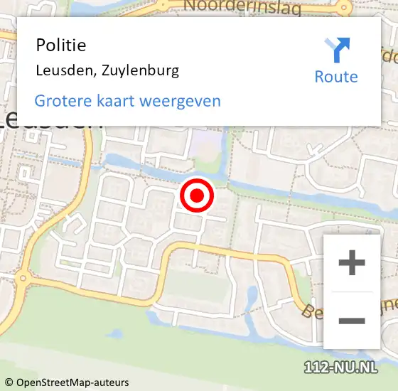 Locatie op kaart van de 112 melding: Politie Leusden, Zuylenburg op 3 mei 2024 14:54