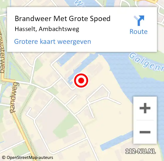 Locatie op kaart van de 112 melding: Brandweer Met Grote Spoed Naar Hasselt, Ambachtsweg op 3 mei 2024 14:58