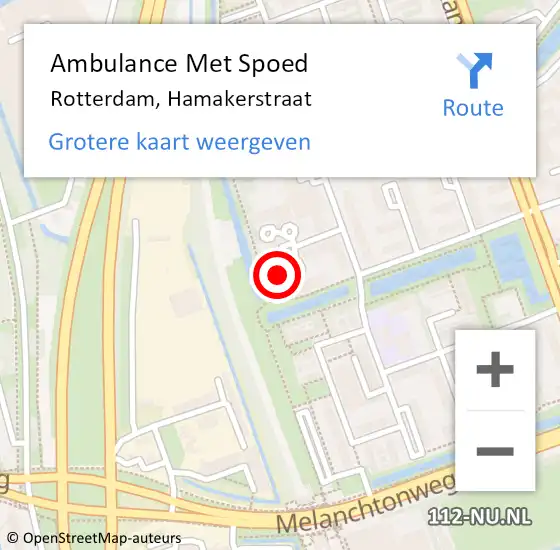 Locatie op kaart van de 112 melding: Ambulance Met Spoed Naar Rotterdam, Hamakerstraat op 3 mei 2024 15:04