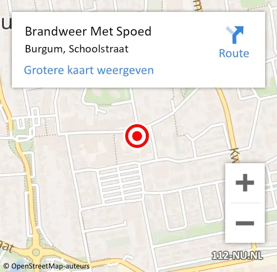 Locatie op kaart van de 112 melding: Brandweer Met Spoed Naar Burgum, Schoolstraat op 3 mei 2024 15:09