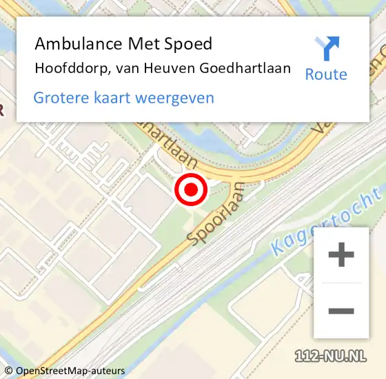 Locatie op kaart van de 112 melding: Ambulance Met Spoed Naar Hoofddorp, van Heuven Goedhartlaan op 3 mei 2024 15:18