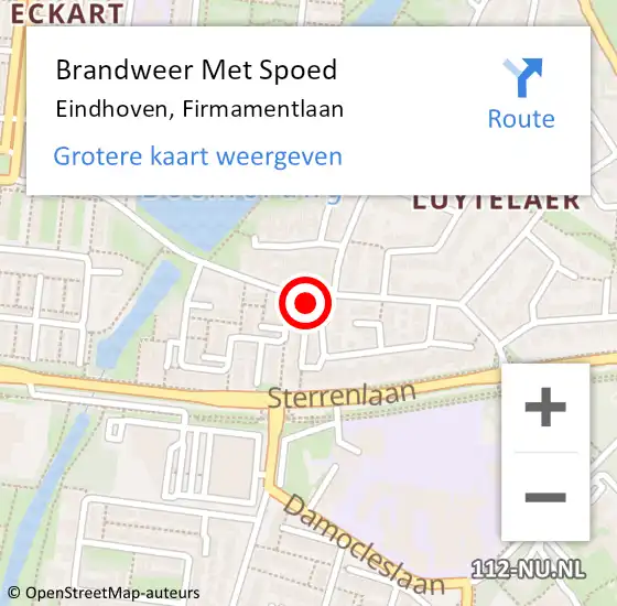 Locatie op kaart van de 112 melding: Brandweer Met Spoed Naar Eindhoven, Firmamentlaan op 3 mei 2024 15:26