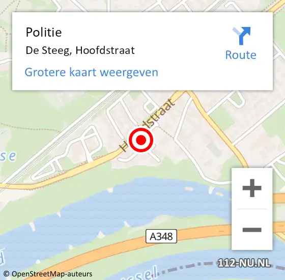 Locatie op kaart van de 112 melding: Politie De Steeg, Hoofdstraat op 3 mei 2024 15:29