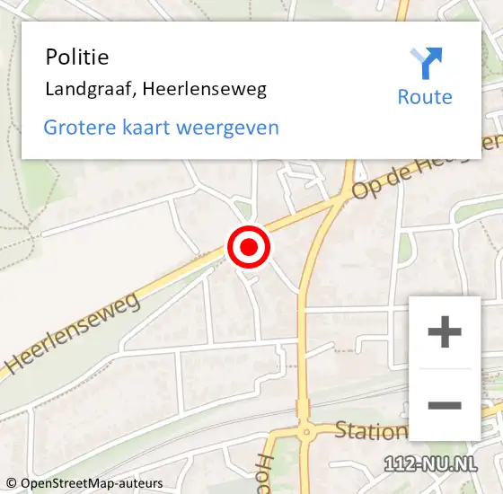 Locatie op kaart van de 112 melding: Politie Landgraaf, Heerlenseweg op 3 mei 2024 15:31
