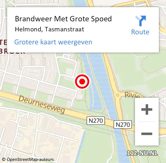 Locatie op kaart van de 112 melding: Brandweer Met Grote Spoed Naar Helmond, Tasmanstraat op 3 mei 2024 15:32