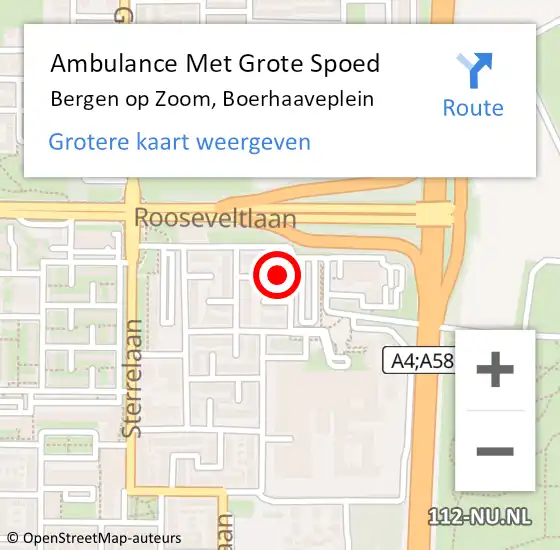 Locatie op kaart van de 112 melding: Ambulance Met Grote Spoed Naar Bergen op Zoom, Boerhaaveplein op 3 mei 2024 15:32
