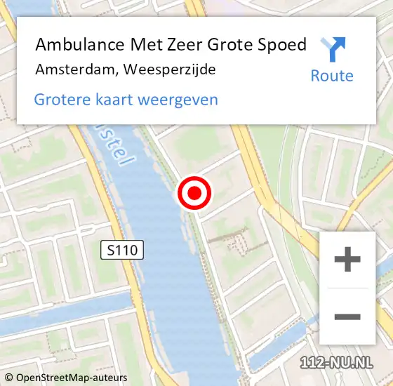 Locatie op kaart van de 112 melding: Ambulance Met Zeer Grote Spoed Naar Amsterdam, Weesperzijde op 3 mei 2024 15:34