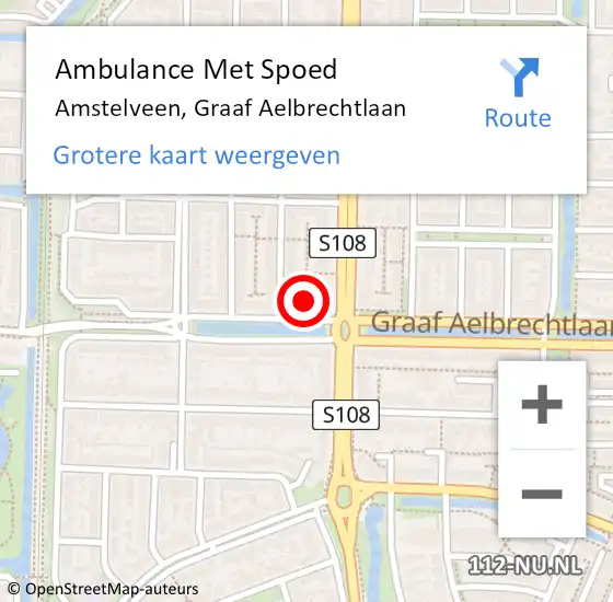 Locatie op kaart van de 112 melding: Ambulance Met Spoed Naar Amstelveen, Graaf Aelbrechtlaan op 3 mei 2024 15:36