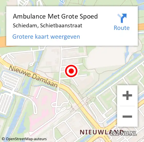 Locatie op kaart van de 112 melding: Ambulance Met Grote Spoed Naar Schiedam, Schietbaanstraat op 3 mei 2024 15:37