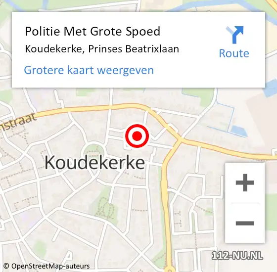 Locatie op kaart van de 112 melding: Politie Met Grote Spoed Naar Koudekerke, Prinses Beatrixlaan op 3 mei 2024 15:39