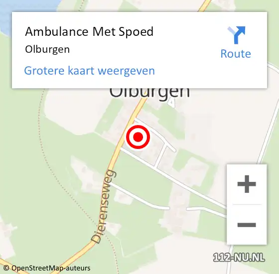 Locatie op kaart van de 112 melding: Ambulance Met Spoed Naar Olburgen op 3 mei 2024 15:43