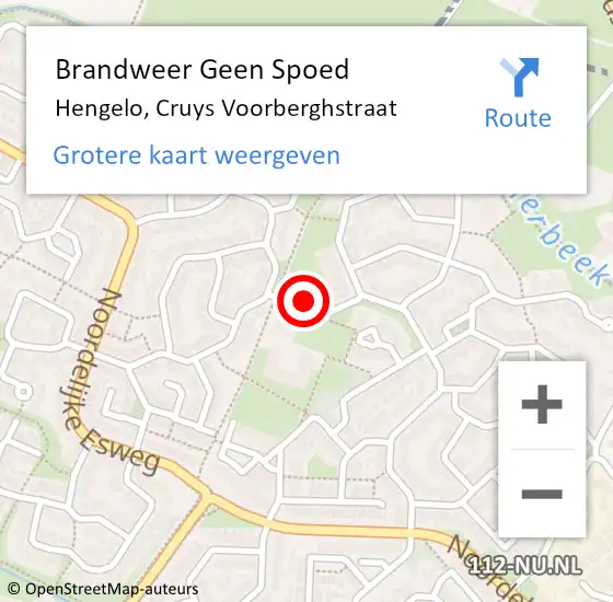 Locatie op kaart van de 112 melding: Brandweer Geen Spoed Naar Hengelo, Cruys Voorberghstraat op 3 mei 2024 15:47