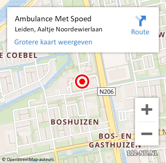 Locatie op kaart van de 112 melding: Ambulance Met Spoed Naar Leiden, Aaltje Noordewierlaan op 3 mei 2024 15:48