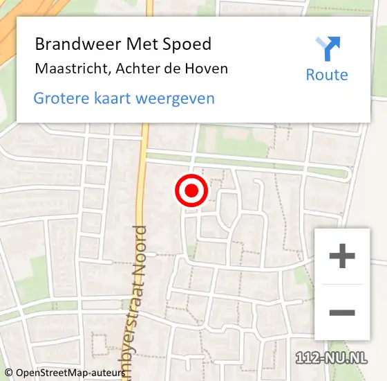 Locatie op kaart van de 112 melding: Brandweer Met Spoed Naar Maastricht, Achter de Hoven op 3 mei 2024 16:31