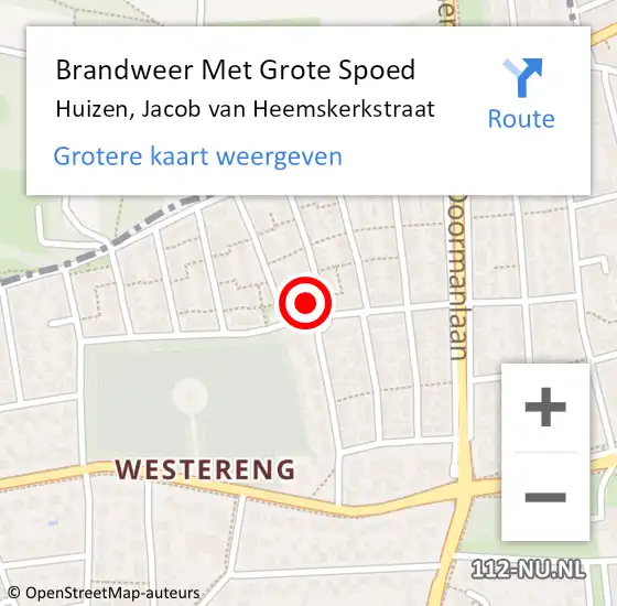 Locatie op kaart van de 112 melding: Brandweer Met Grote Spoed Naar Huizen, Jacob van Heemskerkstraat op 3 mei 2024 16:32