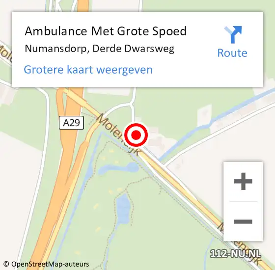 Locatie op kaart van de 112 melding: Ambulance Met Grote Spoed Naar Numansdorp, Derde Dwarsweg op 3 mei 2024 16:41