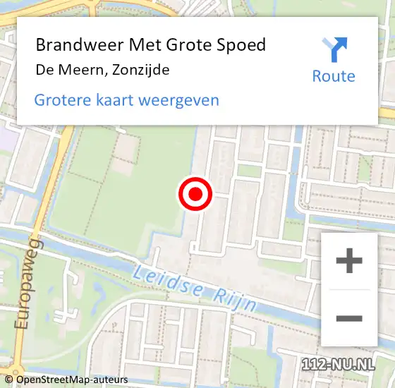 Locatie op kaart van de 112 melding: Brandweer Met Grote Spoed Naar De Meern, Zonzijde op 3 mei 2024 16:50