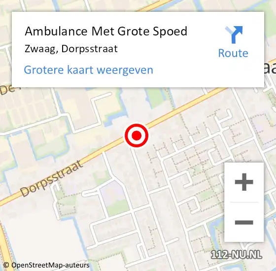 Locatie op kaart van de 112 melding: Ambulance Met Grote Spoed Naar Zwaag, Dorpsstraat op 3 mei 2024 16:56