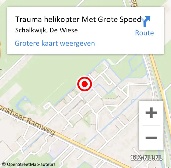 Locatie op kaart van de 112 melding: Trauma helikopter Met Grote Spoed Naar Schalkwijk, De Wiese op 3 mei 2024 16:58