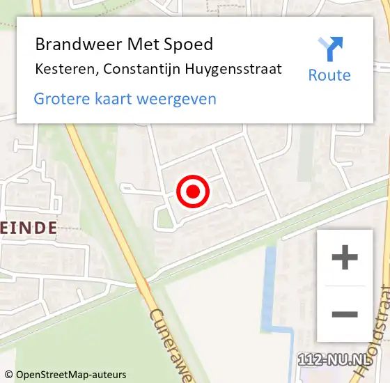 Locatie op kaart van de 112 melding: Brandweer Met Spoed Naar Kesteren, Constantijn Huygensstraat op 3 mei 2024 17:05