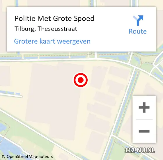 Locatie op kaart van de 112 melding: Politie Met Grote Spoed Naar Tilburg, Theseusstraat op 3 mei 2024 17:13