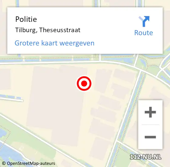 Locatie op kaart van de 112 melding: Politie Tilburg, Theseusstraat op 3 mei 2024 17:13