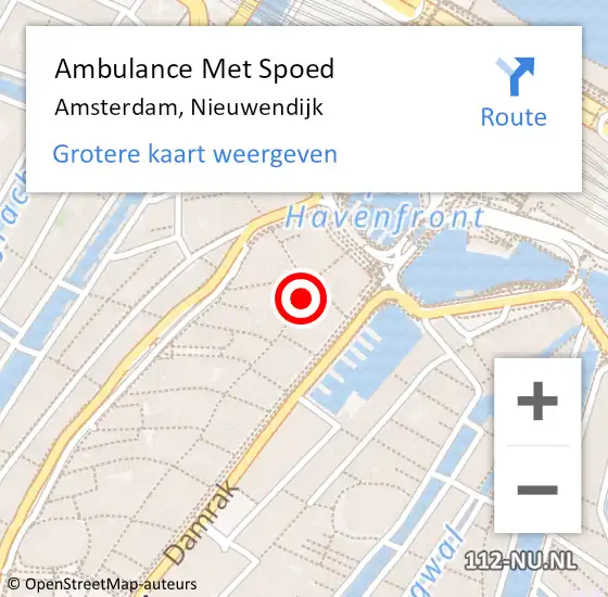 Locatie op kaart van de 112 melding: Ambulance Met Spoed Naar Amsterdam, Nieuwendijk op 3 mei 2024 17:20