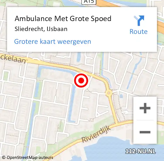 Locatie op kaart van de 112 melding: Ambulance Met Grote Spoed Naar Sliedrecht, IJsbaan op 3 mei 2024 17:22