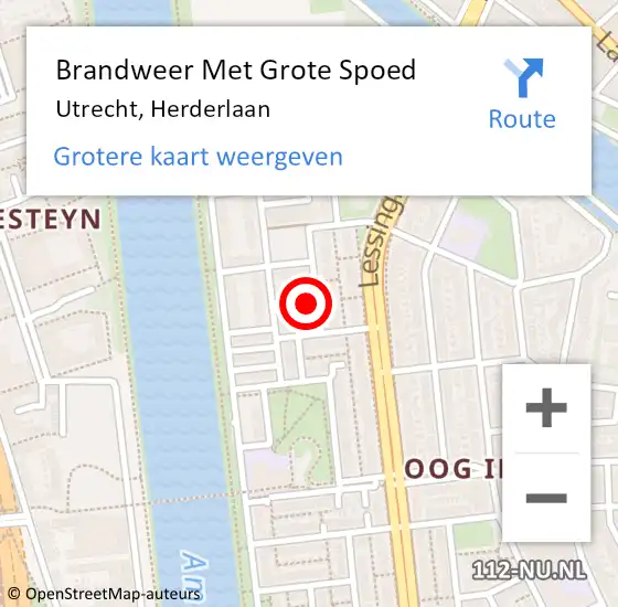 Locatie op kaart van de 112 melding: Brandweer Met Grote Spoed Naar Utrecht, Herderlaan op 3 mei 2024 17:22