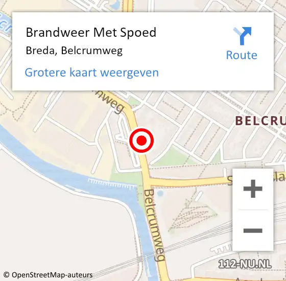 Locatie op kaart van de 112 melding: Brandweer Met Spoed Naar Breda, Belcrumweg op 3 mei 2024 17:31